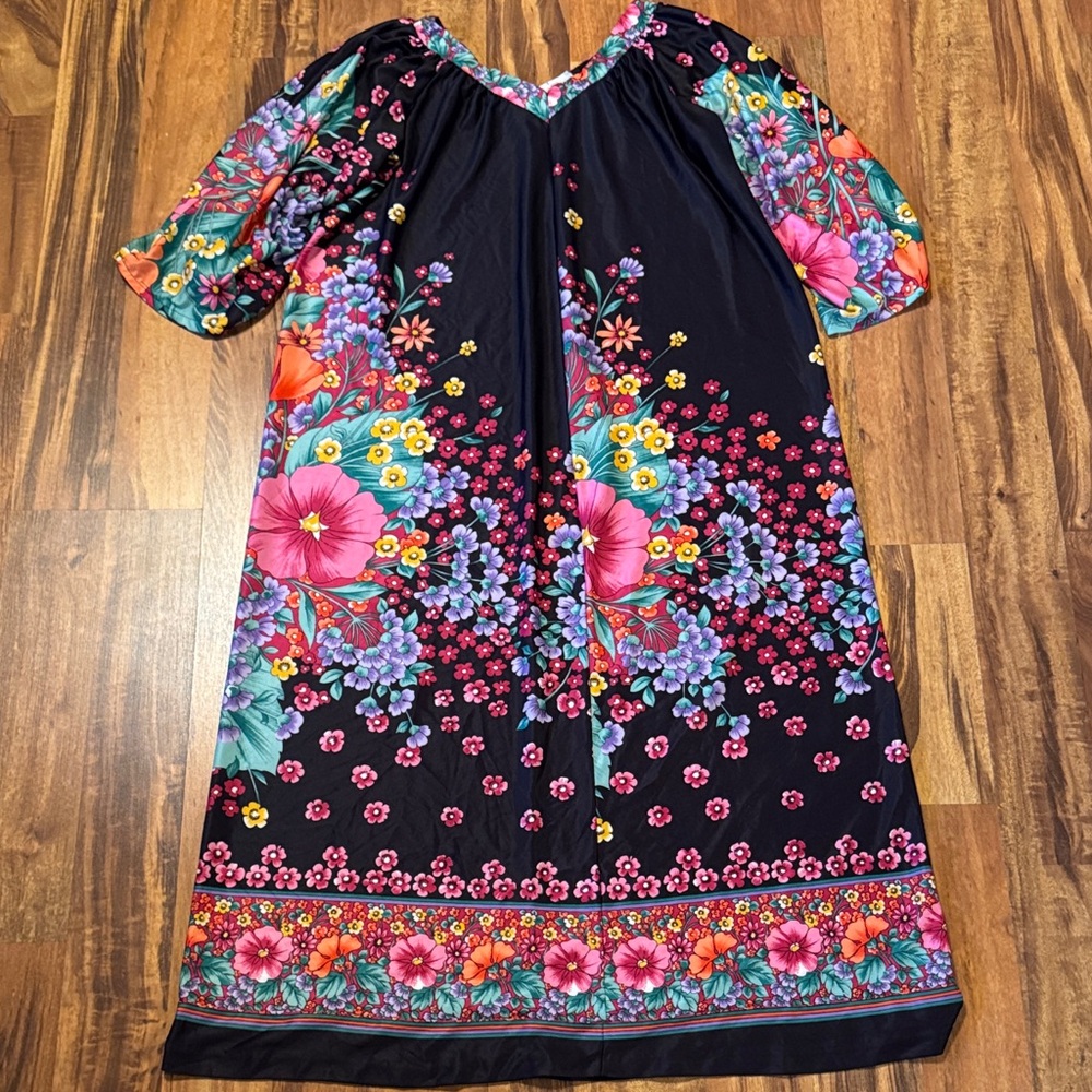 Tiffany & Co. Black Chemise with Vibrant Floral Design